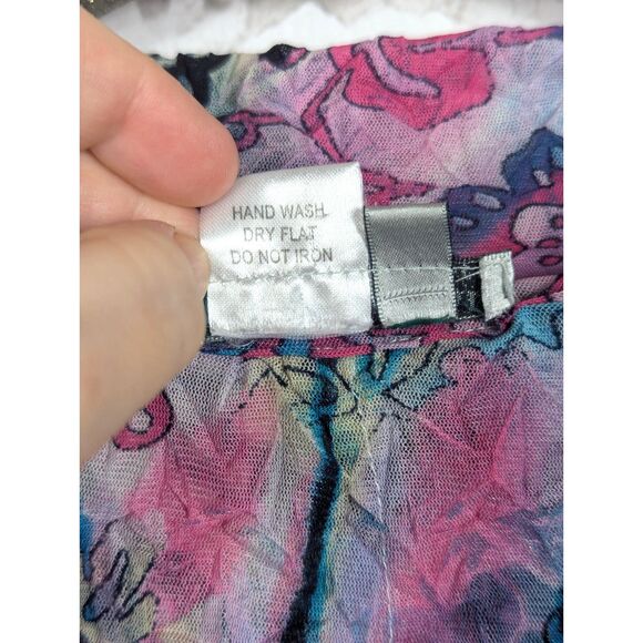 ALBERTO MAKALI Signature Crinkle Shirt Artsy Boho Hippie Psychedelic Mesh Medium - Picture 6 of 6